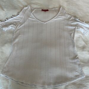 Jennifer Lopez White Textured Blouse